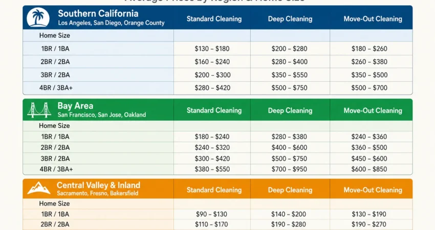House cleaning cost in California 2026 with pricing overview and a fast free estimate offer for homeowners