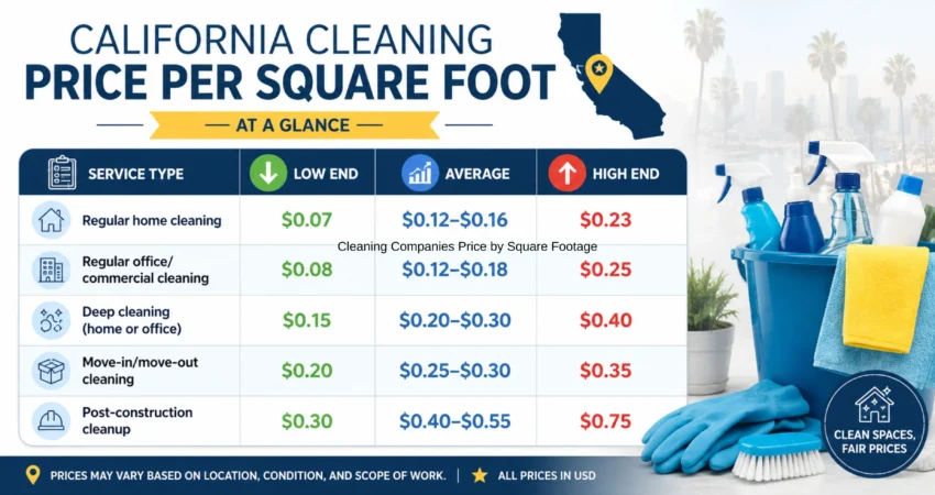 Expert Cleaning Service Pricing Per Square Foot in CA