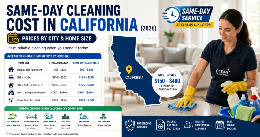 Ultimate Same-Day Cleaning Cost in California Guide (2026)