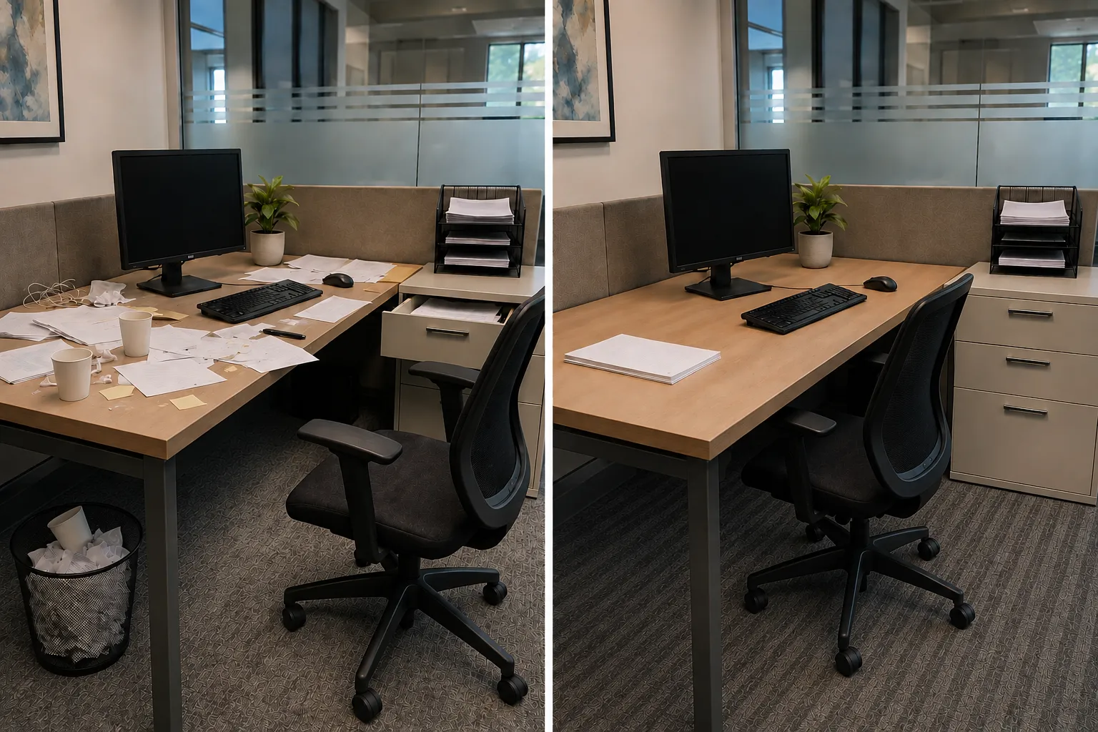 before and after image about office Cleaning