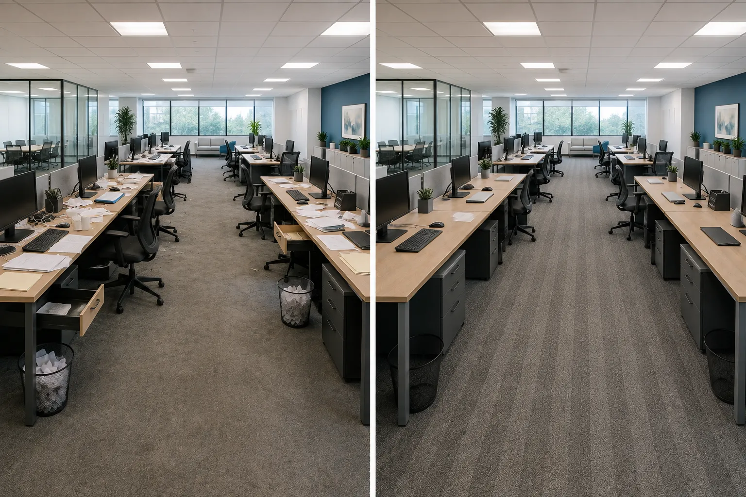 before and after image about office Cleaning