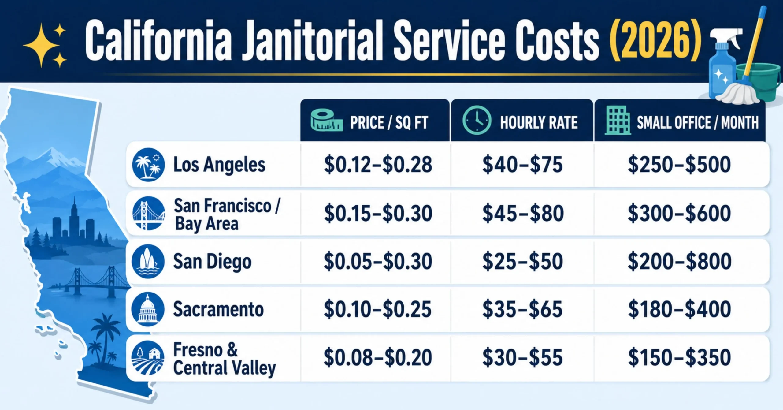 Janitorial Services Cost in California (2026)
